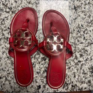 Authentic Red and Gold Tory Burch Sandals